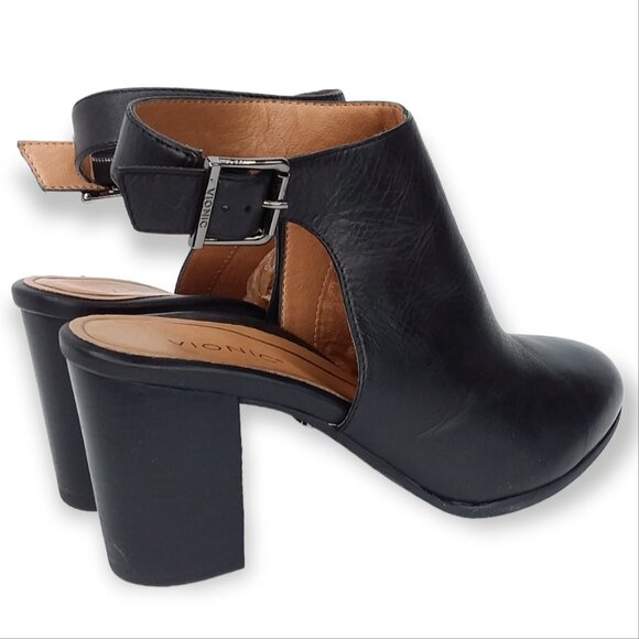 Vionic Lacey Block Heel Shoes Size 8.5 Leather Black Round Toe Orthotic Insole - Picture 5 of 15